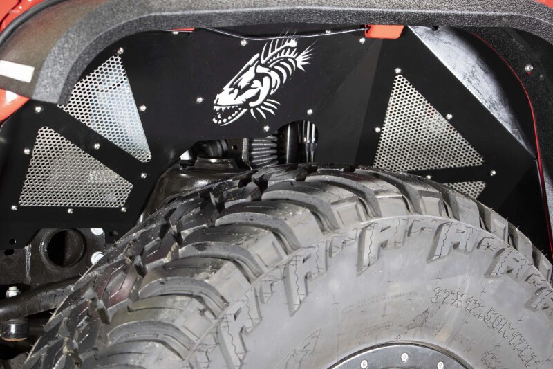 Jeep Wrangler JL Fender Liners - Front - Fishbone Offroad - Aluminum Powder Coated - Black - `18-`27
